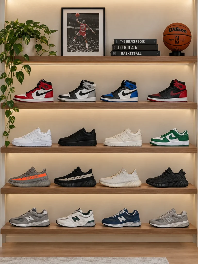 A clean, well spaced display shelf grouping similar collectible items together