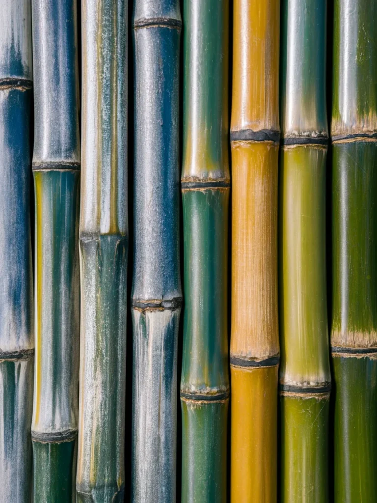 A close up comparison of weathered untreated bamboo next to pressure treated bamboo that still looks structurally sound, showing the difference in aging