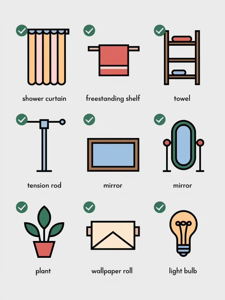Checklist of removable apartment bathroom decor changes renters can usually make.