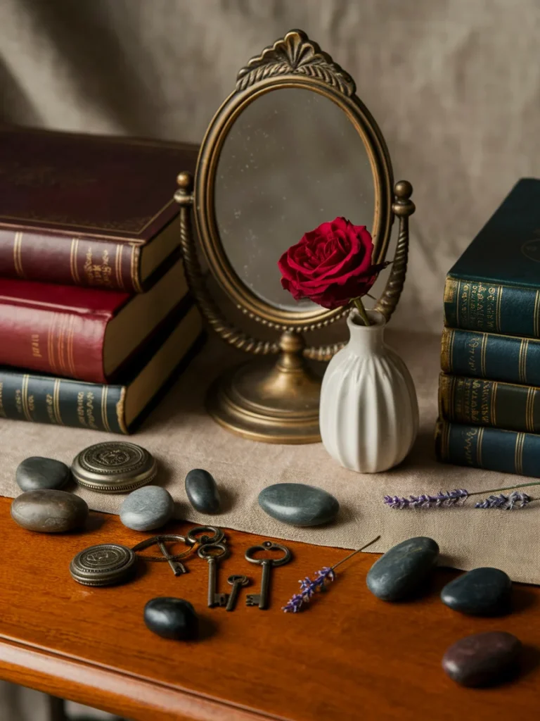 Diagram of the basic formula for styling bedroom bureau decor with anchor, medium, and small items