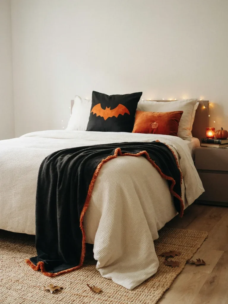 Textile and Bedding Accents for a Halloween Bedroom