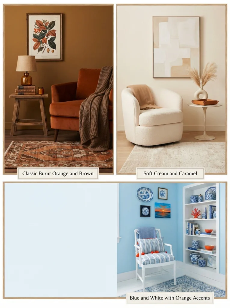 Three fall color palettes for fall house decor.