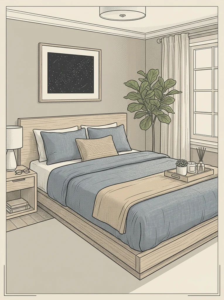 Warm lamps, candle, and diffuser creating a relaxing mood in a spa bedroom