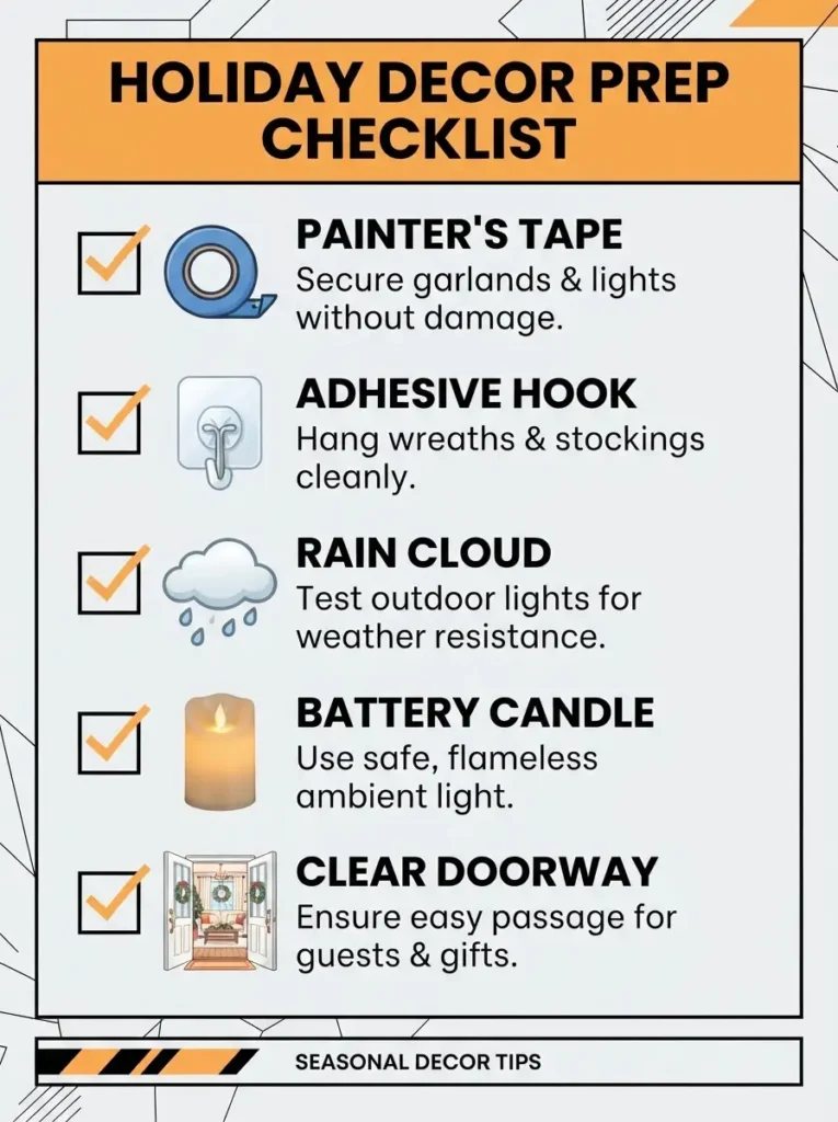 An infographic style graphic with a checklist of icons