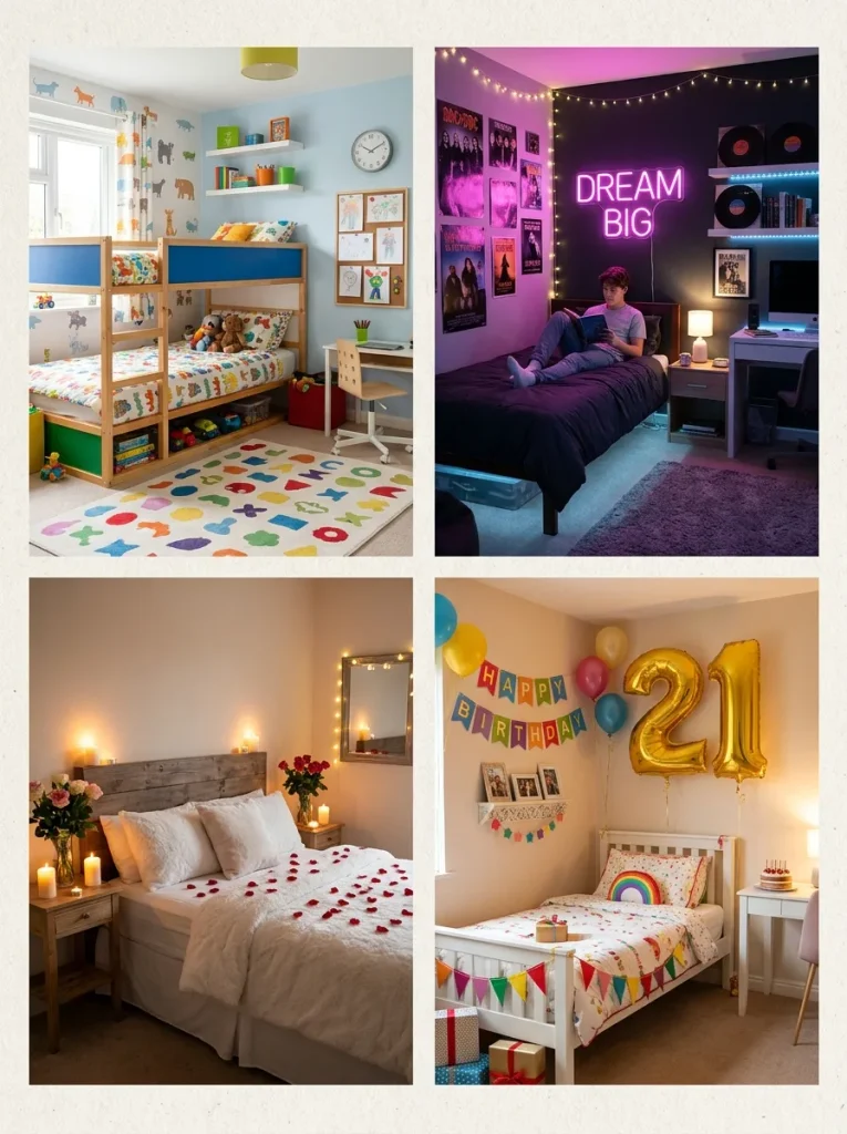 Birthday room decoration ideas for kids, teens, partners, and milestone birthdays.