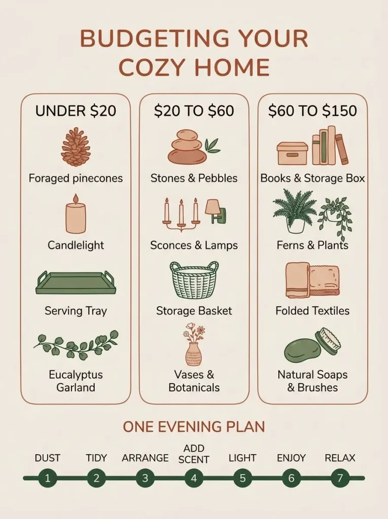 Budget breakdown and one evening plan for Christmas coffee table decor