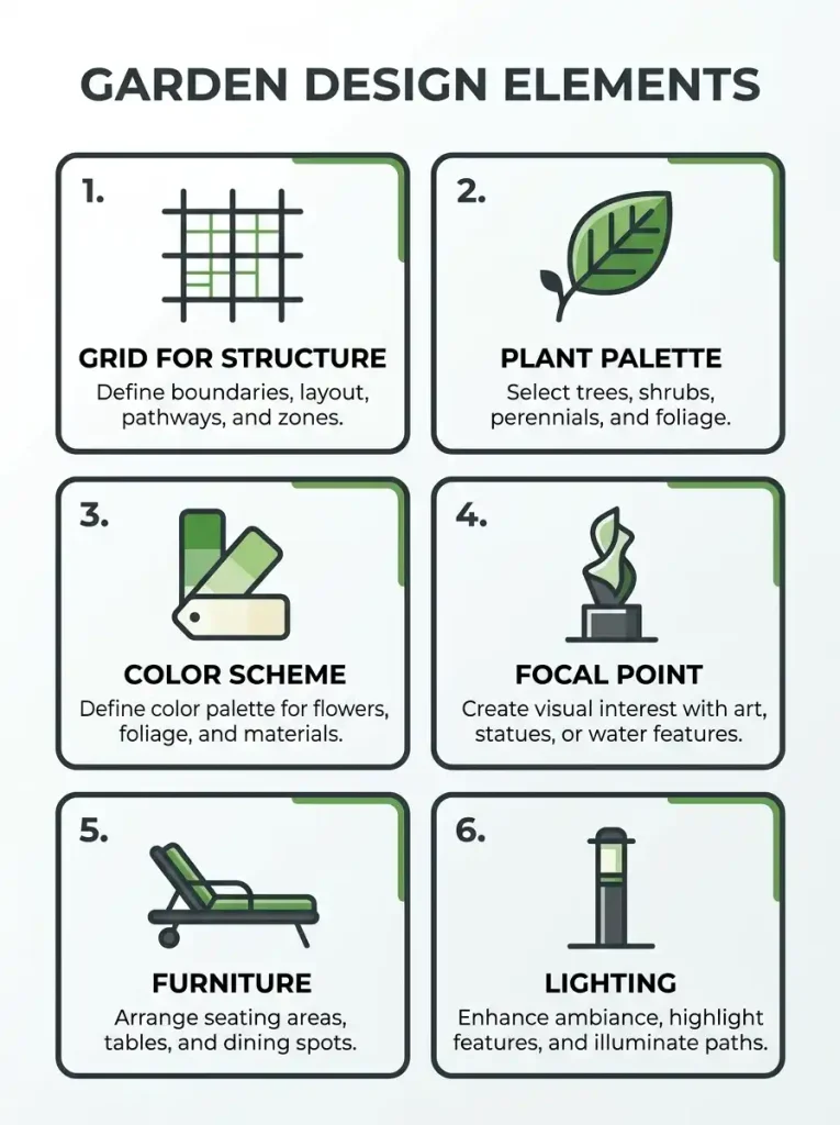 Checklist of what makes a garden look modern.