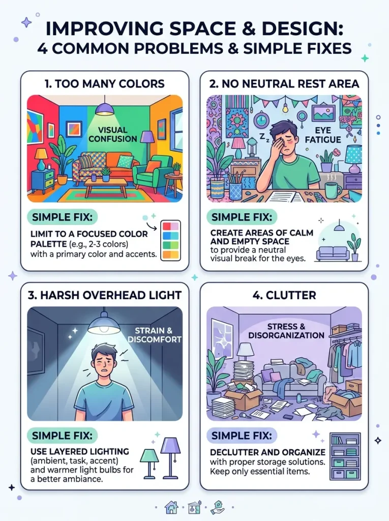 Common dopamine decor mistakes in a living room and simple ways to fix each one.