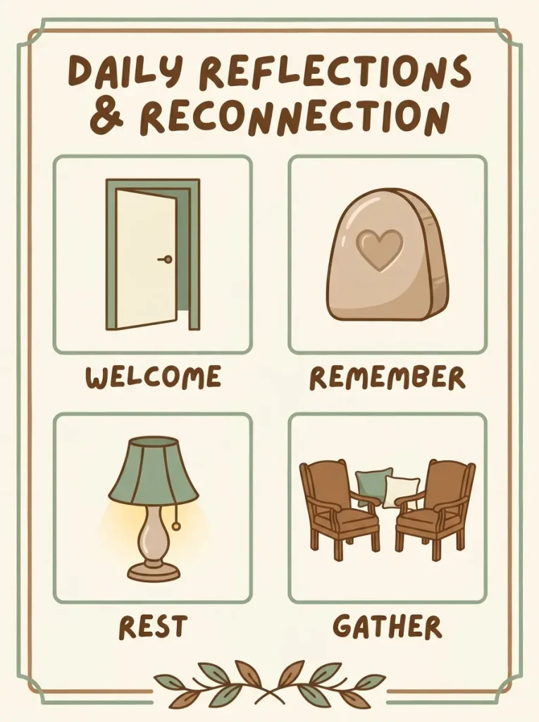 Four goals of Christian living room decor: welcome, remember, rest, and gather
