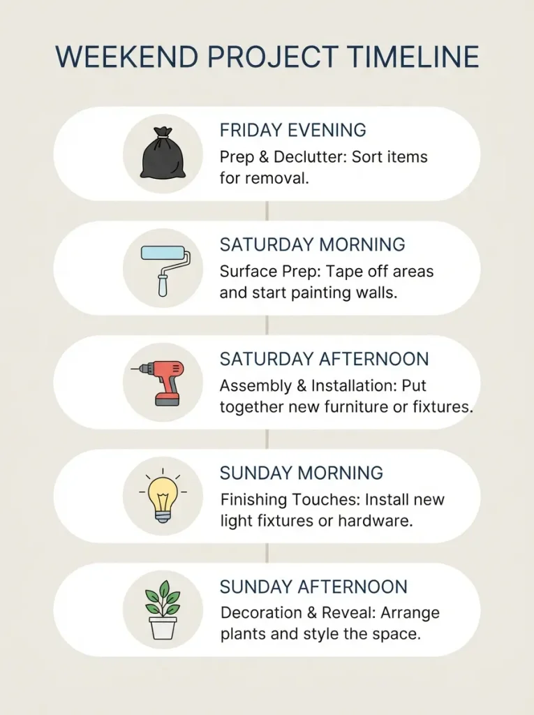 One weekend plan for DIY bathroom decor ideas on a budget
