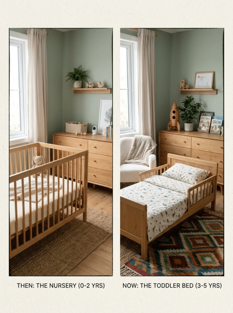 Baby boy bedroom decor that grows with him from nursery to toddler room