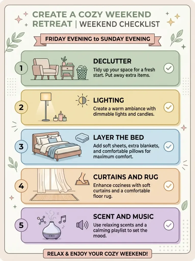 Weekend plan to create a romantic bedroom.