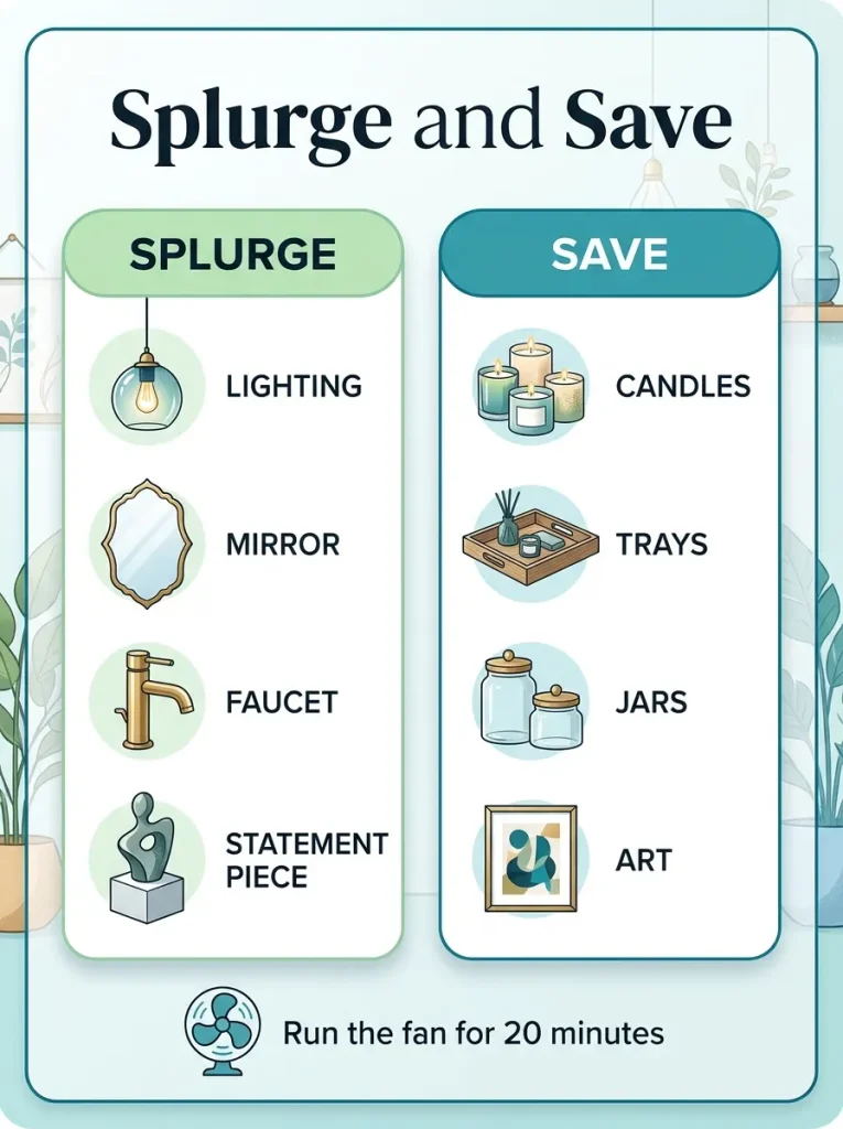 Where to splurge and save on fancy bathroom decor.